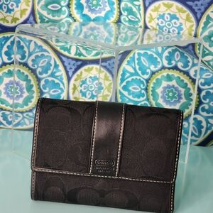 Coach Black Signature Tri-fold Wallet